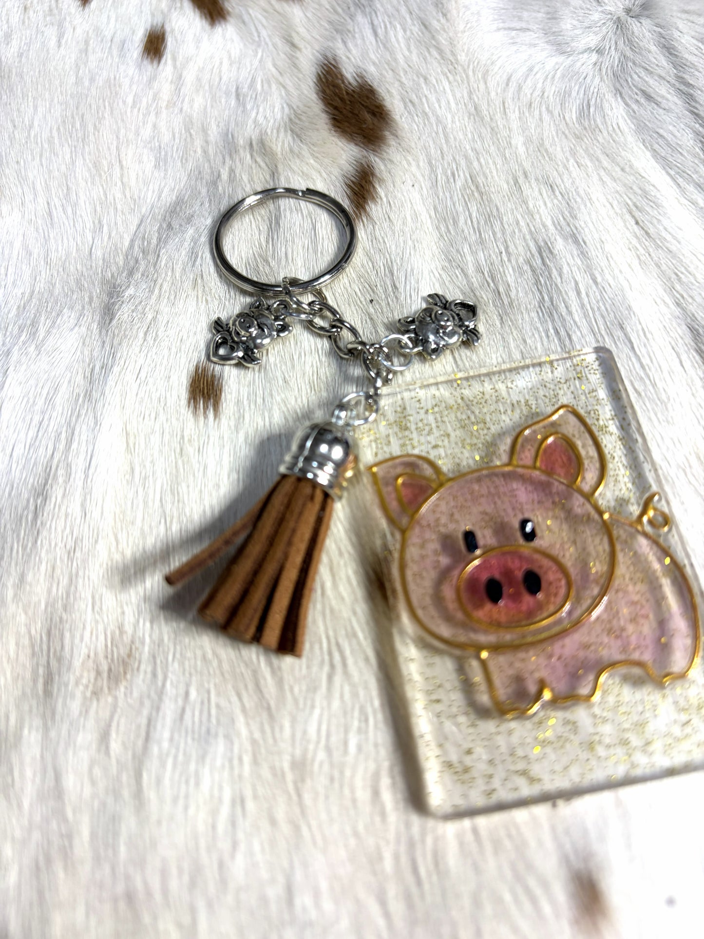 Pig Resin Bag Charm Keychain