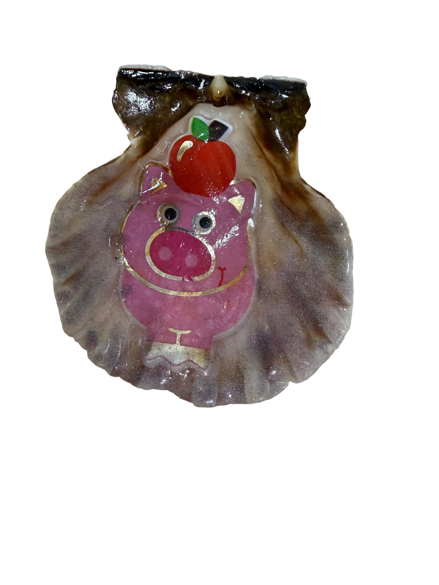 Resin Sea Shell Little Pig Cartoon Character Refrigerator Magnet