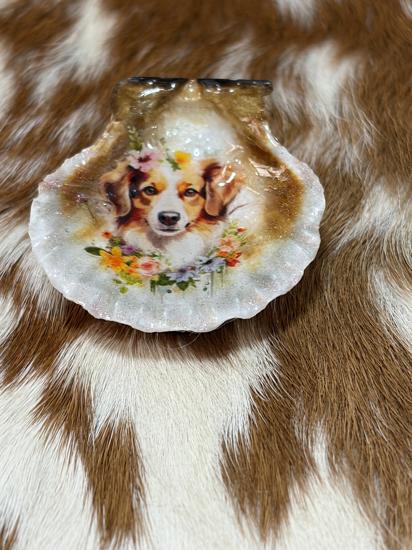 Resin Sea Shell Dog Theme Refrigerator Magnet