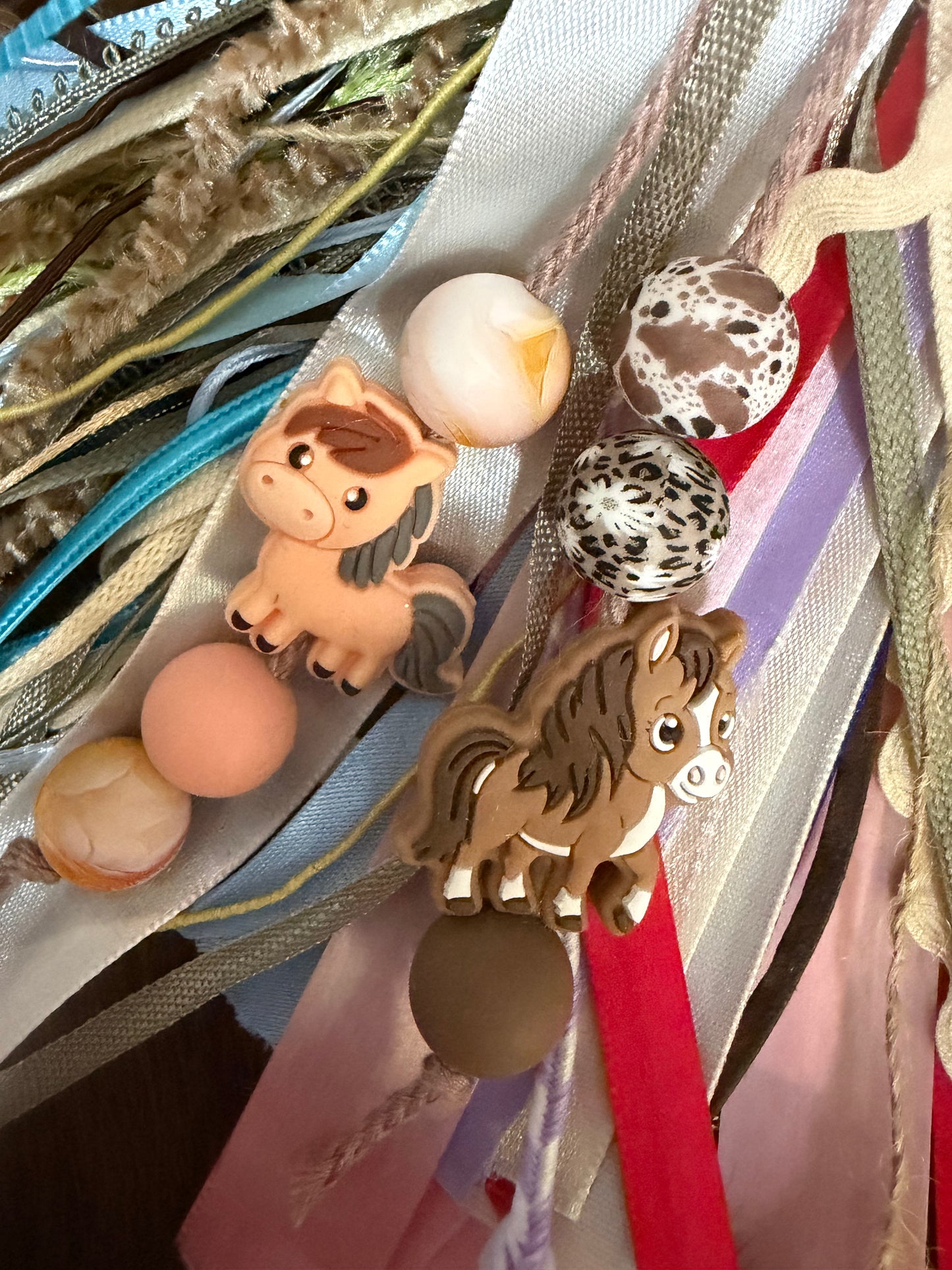 Western Ribbon Bag Charm Horse Silicone Beads Assorted Ribbon