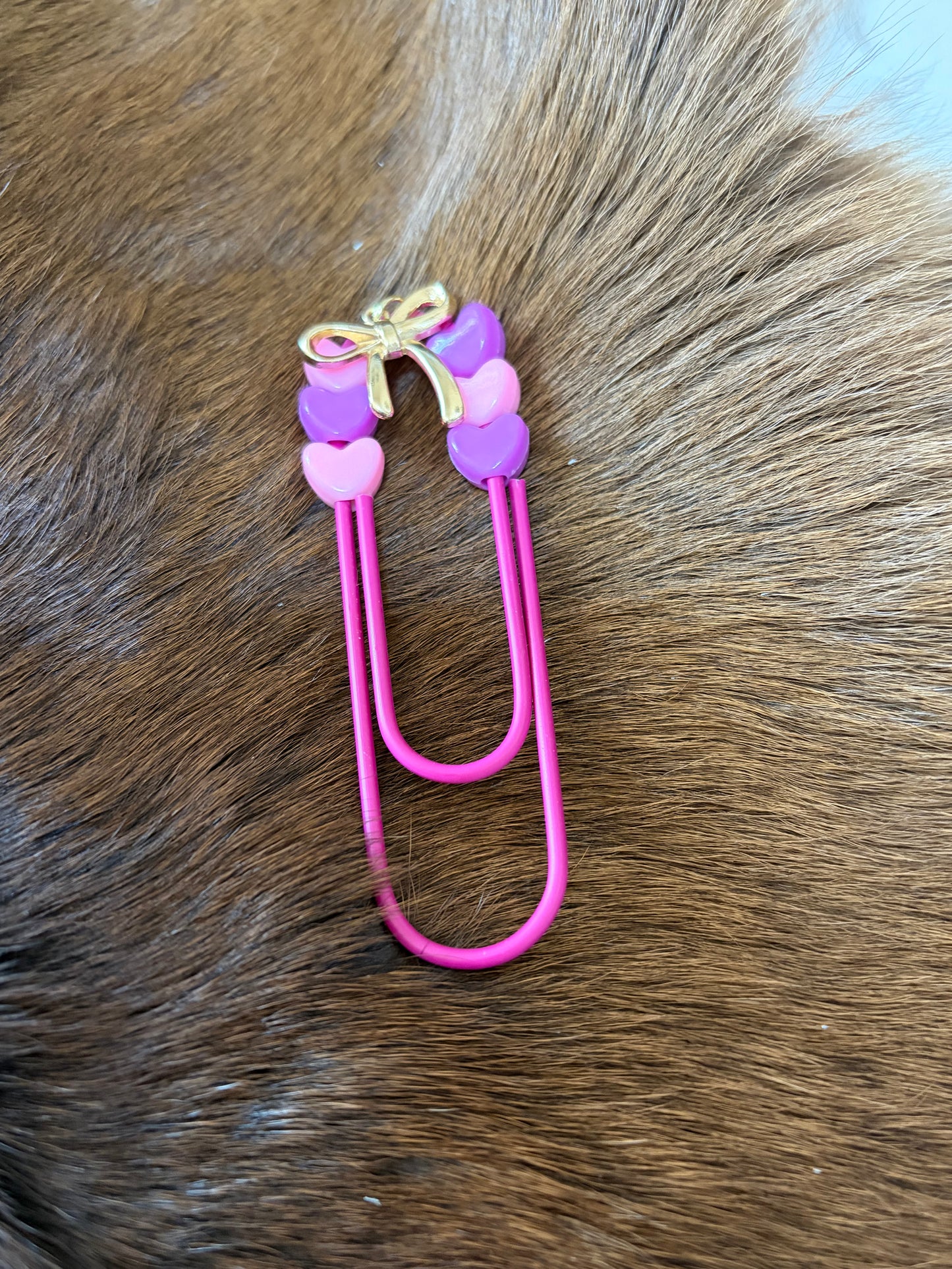 Beaded Paper Clip Book Mark Pink Rose Gold Bow Fish Teddy Bear Pink Flower