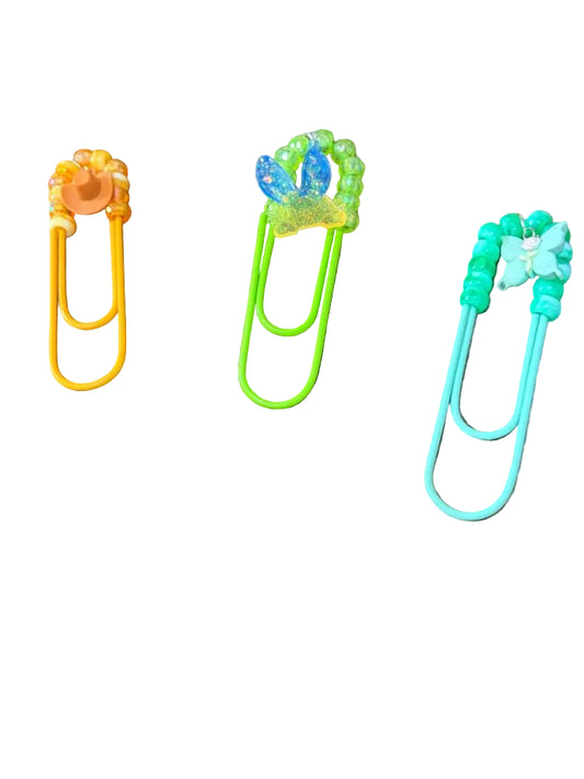 Large Paperclip Bookmark Bugs Bunny Butterfly Cowboy Hat Assorted Colors Mint Green Orange Lime