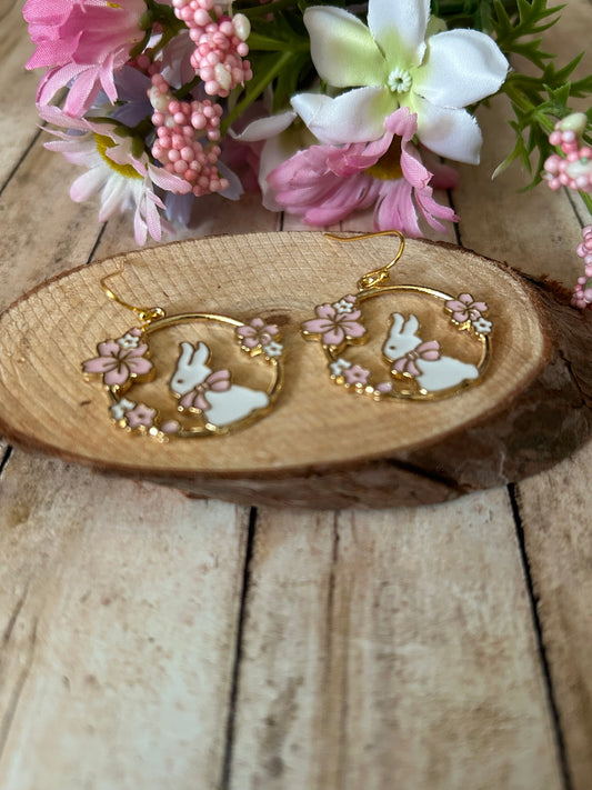 Easter Bunny Rabbit with Flowers