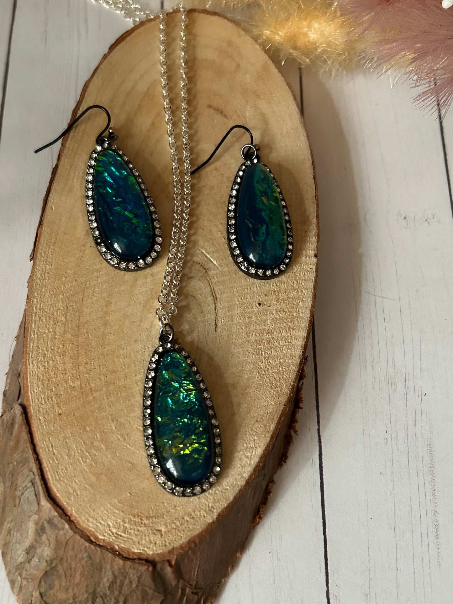 Bohemian Silver Necklace & Earrings Set