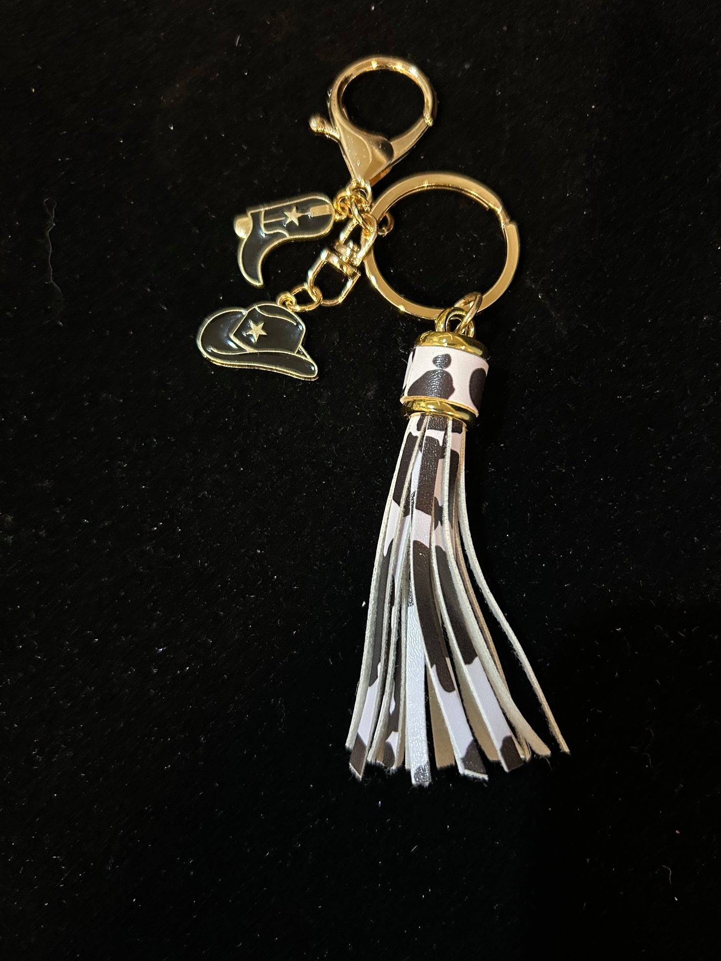 Western Gold Steer Head or Cowboy Hat and Boots Keychain