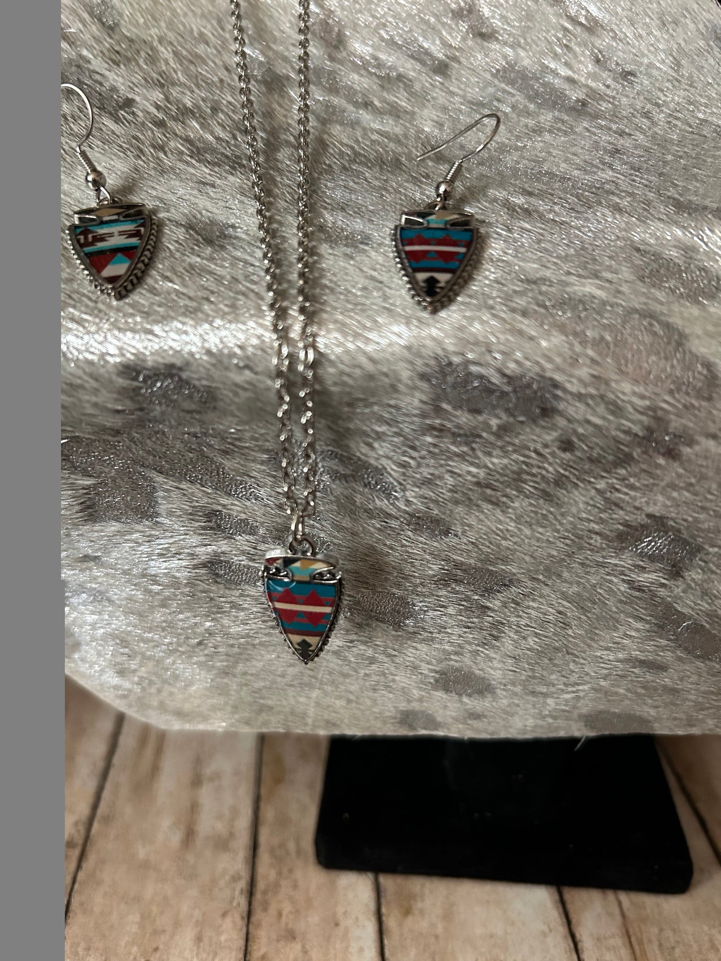 Western Arrow Head Necklace Earring Set