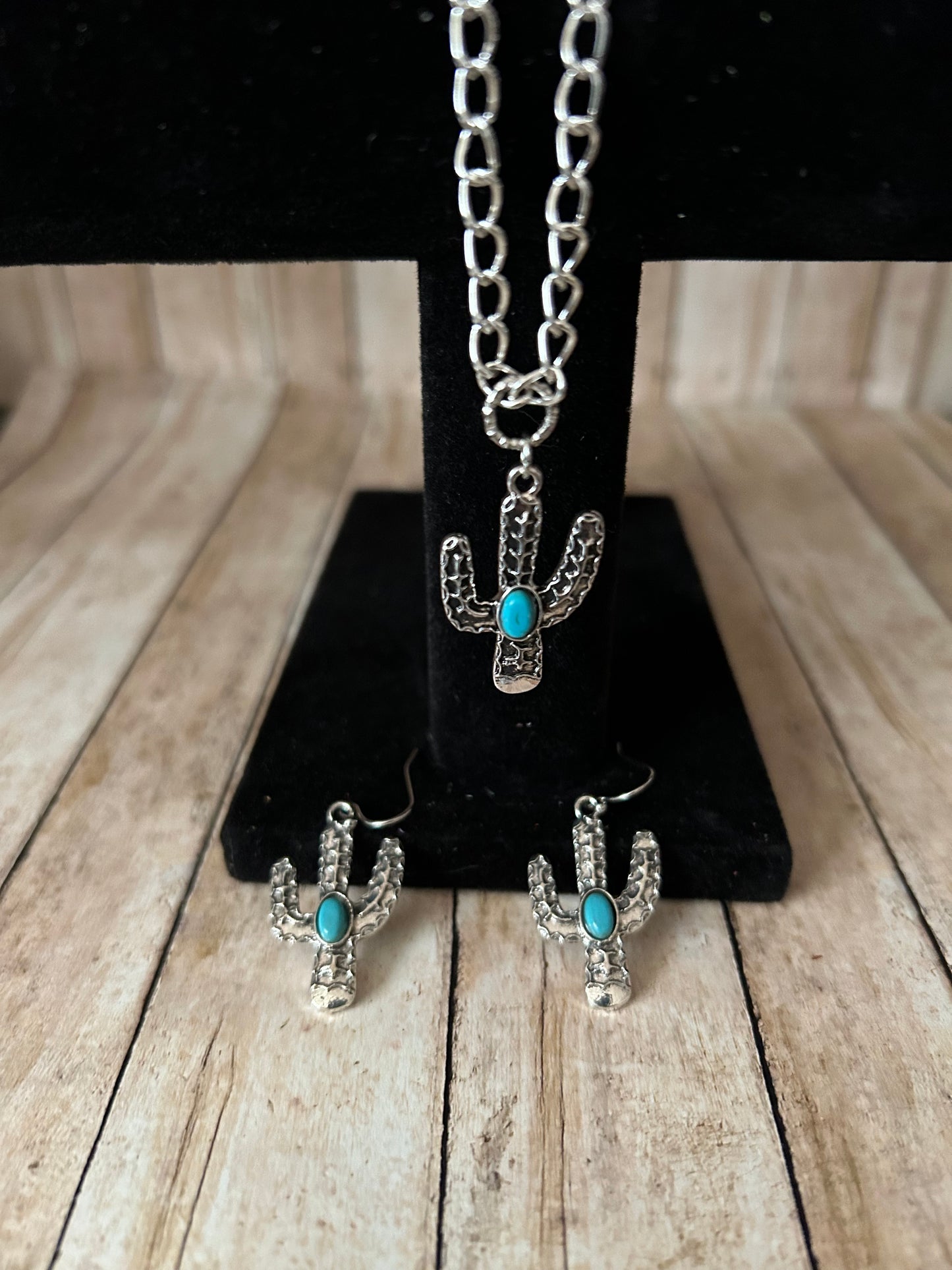 Western Cactus Necklace and Earring Set