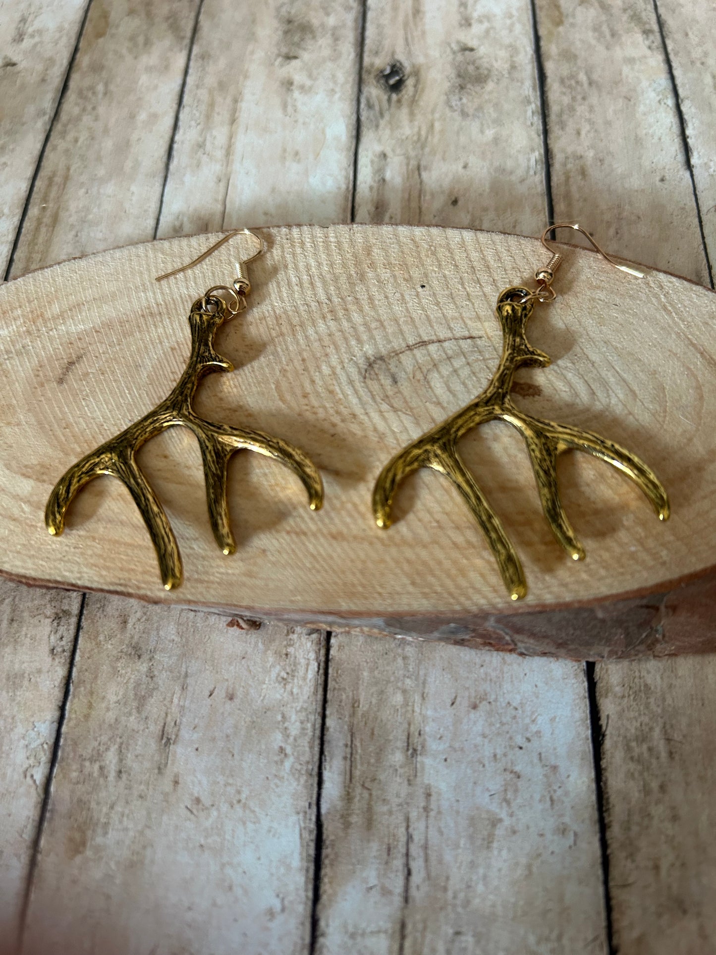 Gold Antler Rack Earrings