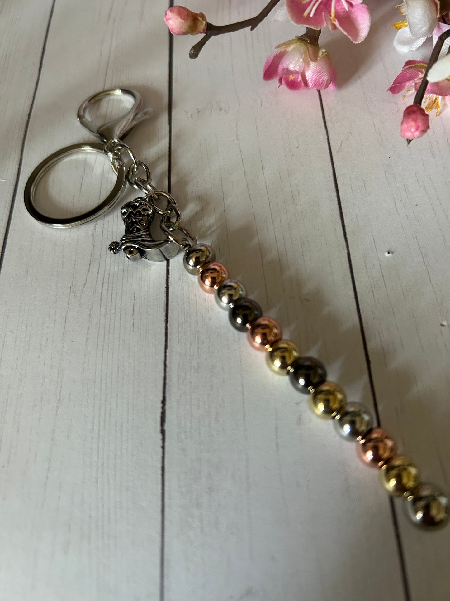 Western Theme Fashion Alloy Beaded Keychain Bars with Western Charms