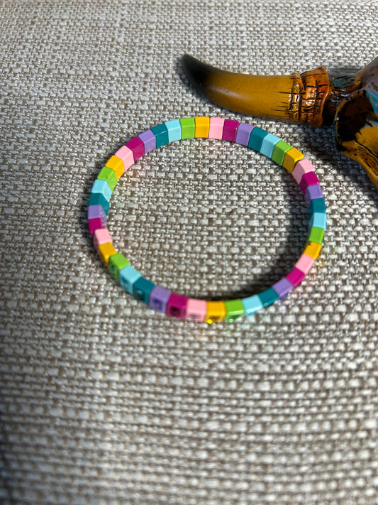 Girls Metal Beads Assorted Colors 6" Bracelets