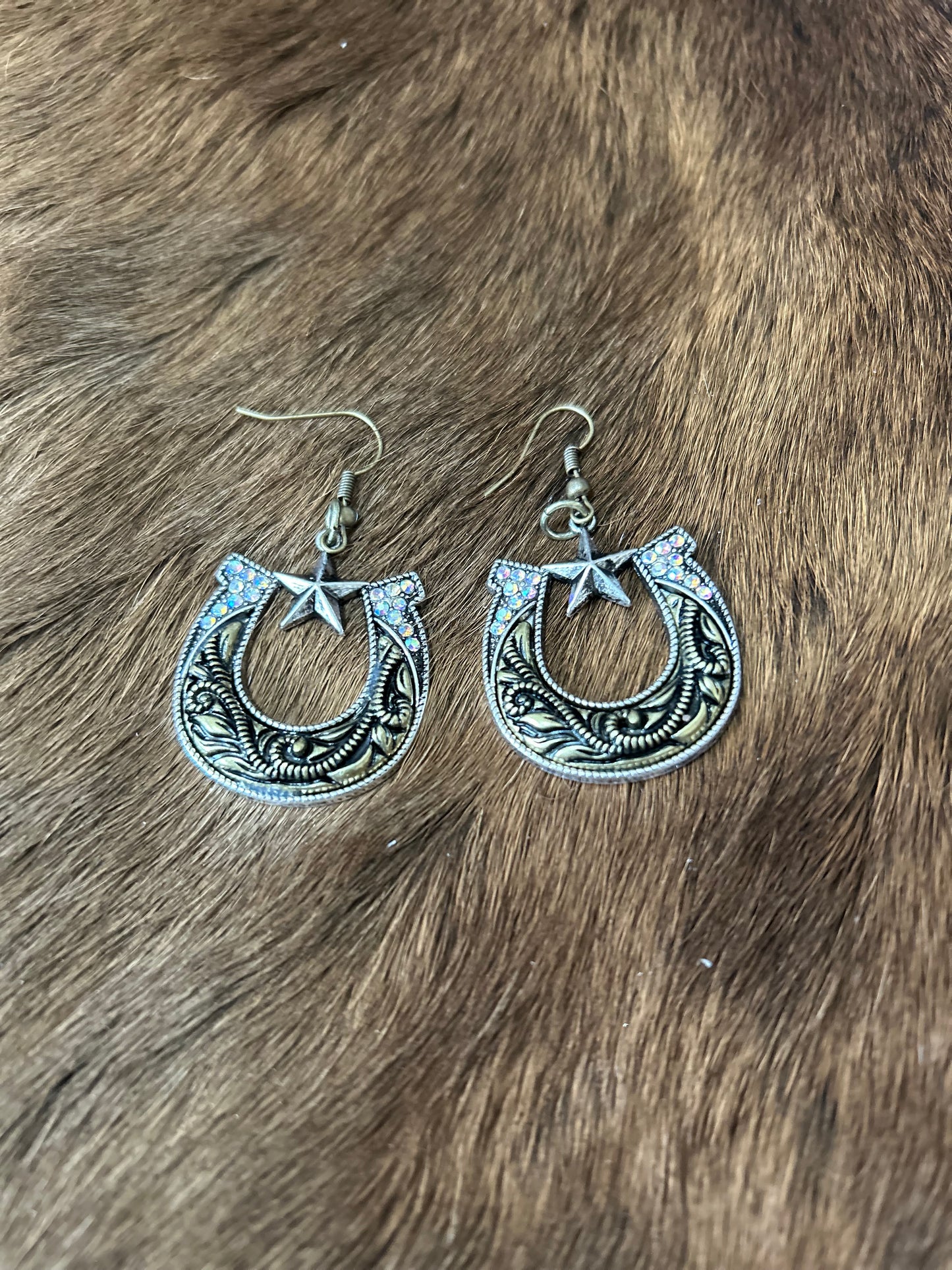 Horseshoe Earrings with Star Design