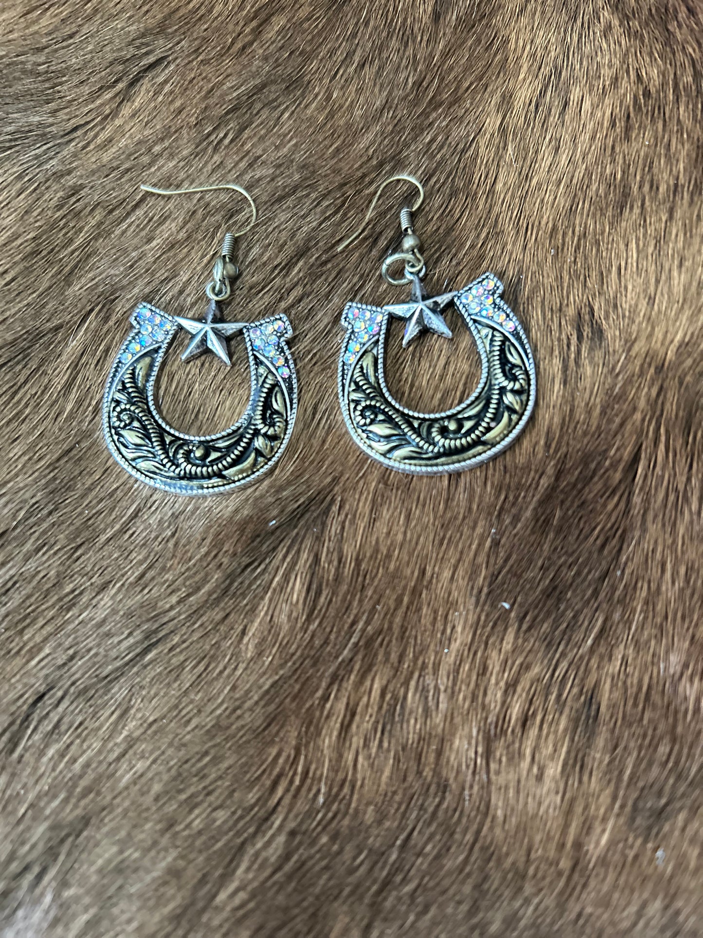 Horseshoe Earrings with Star Design