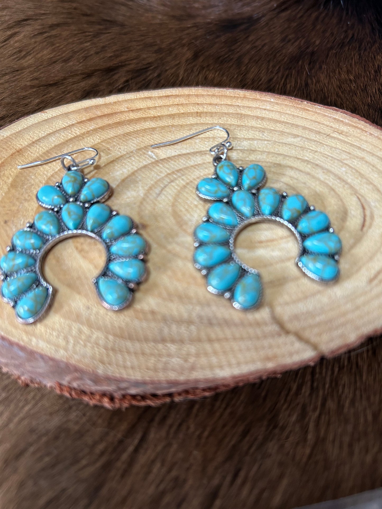 Western Turquoise Stone Dangle Earrings