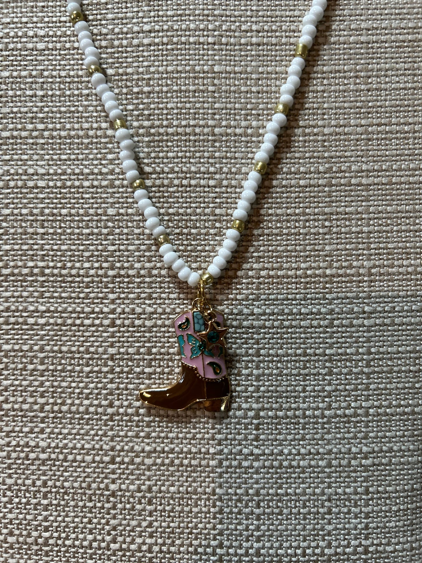 Western Beaded Boot Necklace