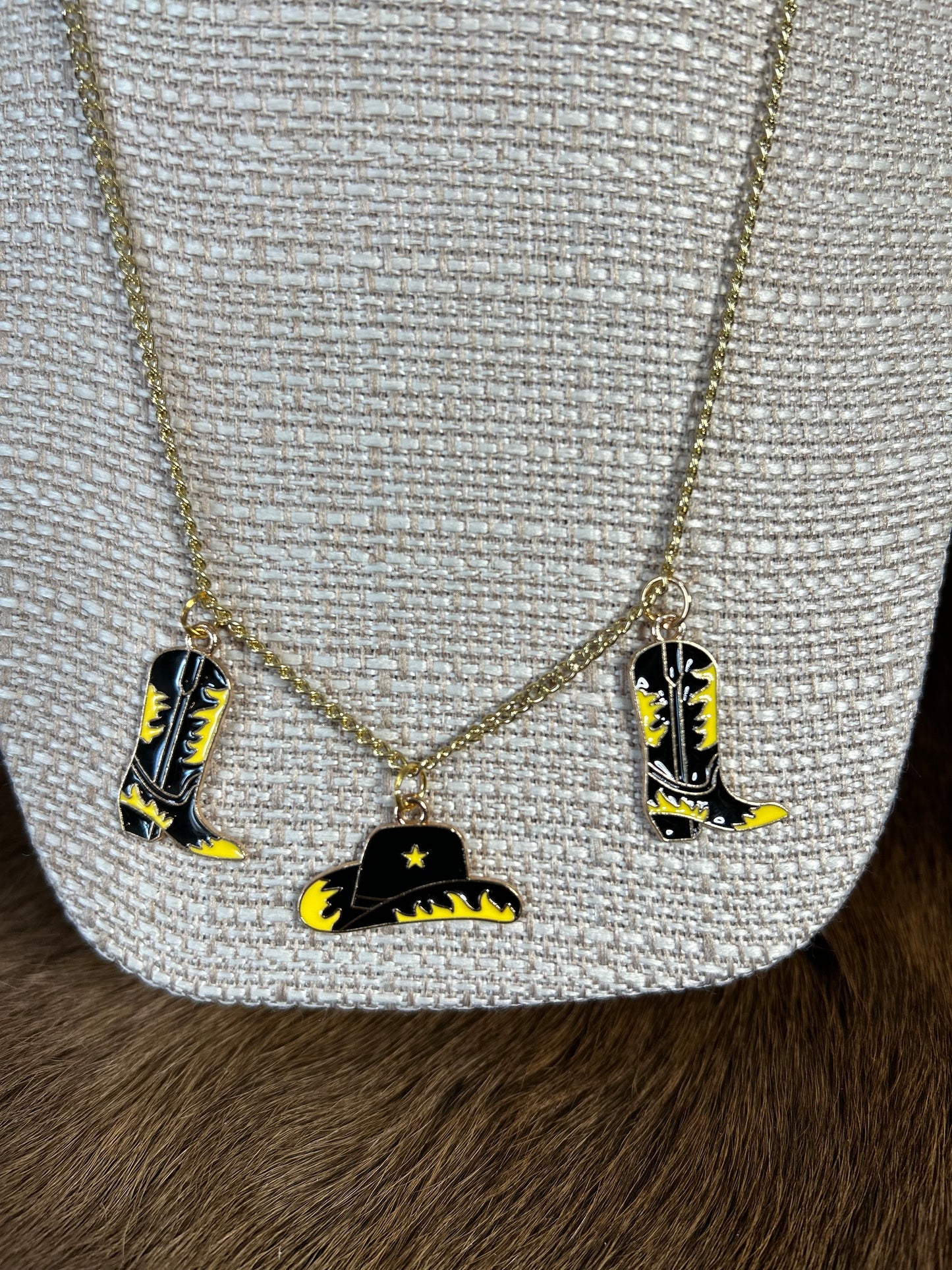 Girls Western Hat and Boot Charm Necklace