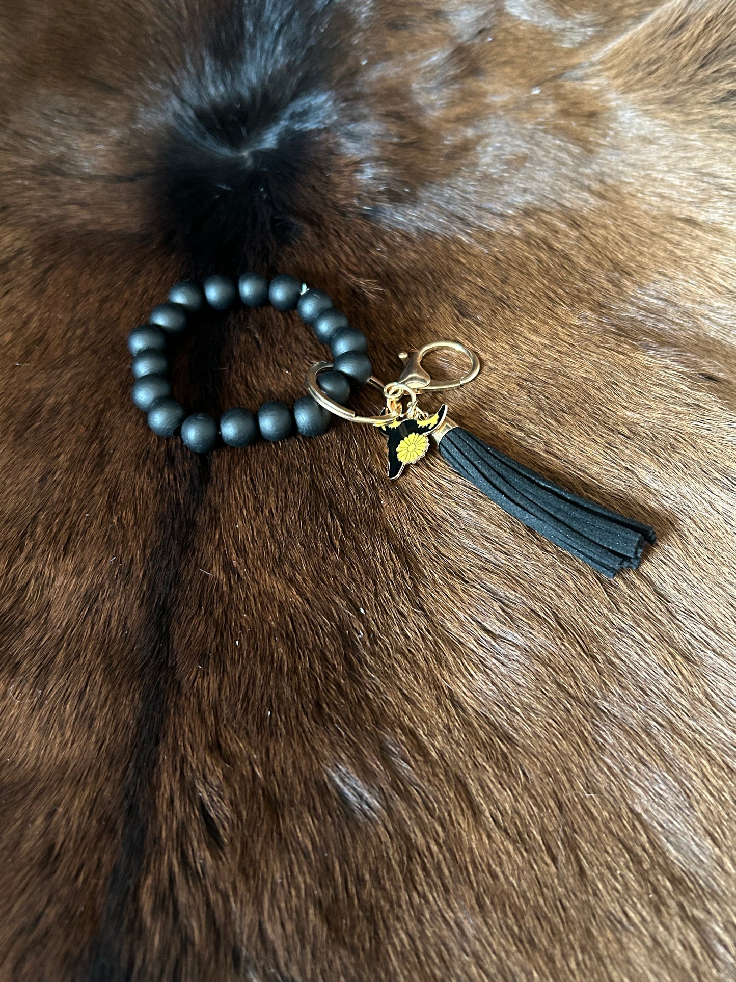 Western Stretch Bracelet Keychain Cowboy Hat or Steer