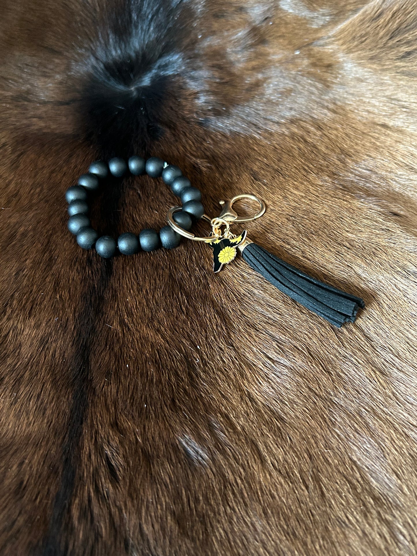 Western Stretch Bracelet Keychain Cowboy Hat or Steer