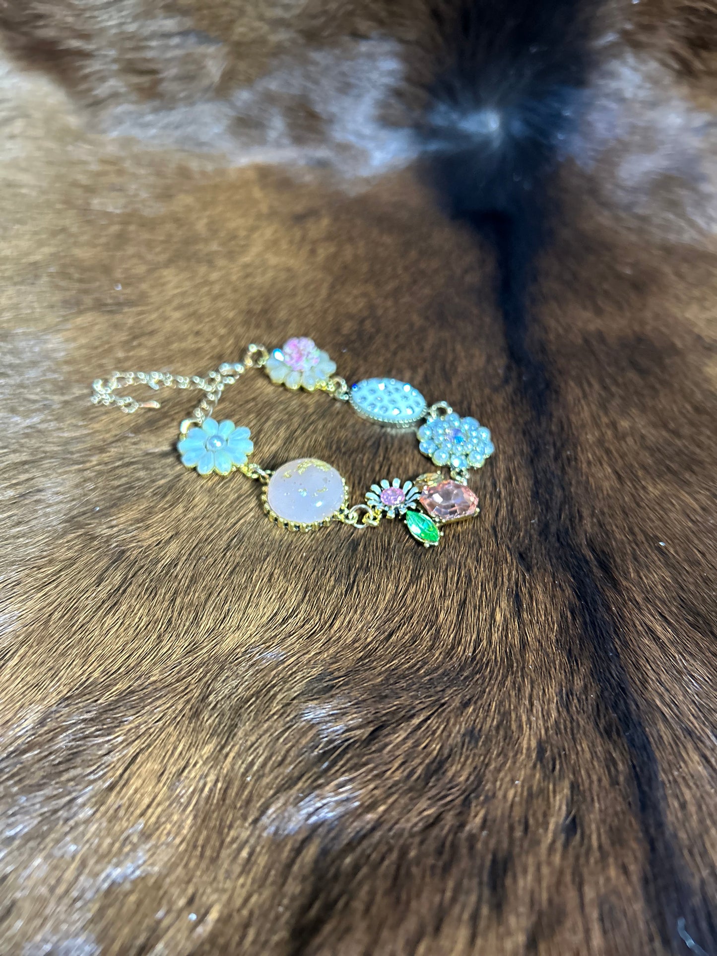 Assorted Charms Flowers Beads and Stone Bracelet