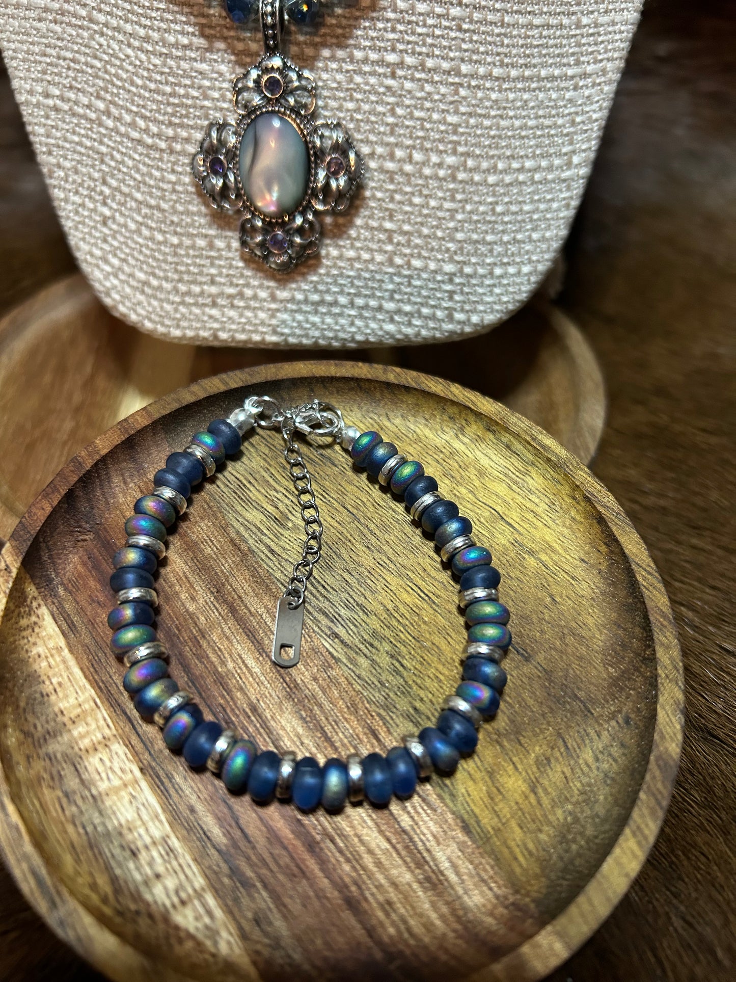 Plated Glass Beeds Necklace Bracelet Set