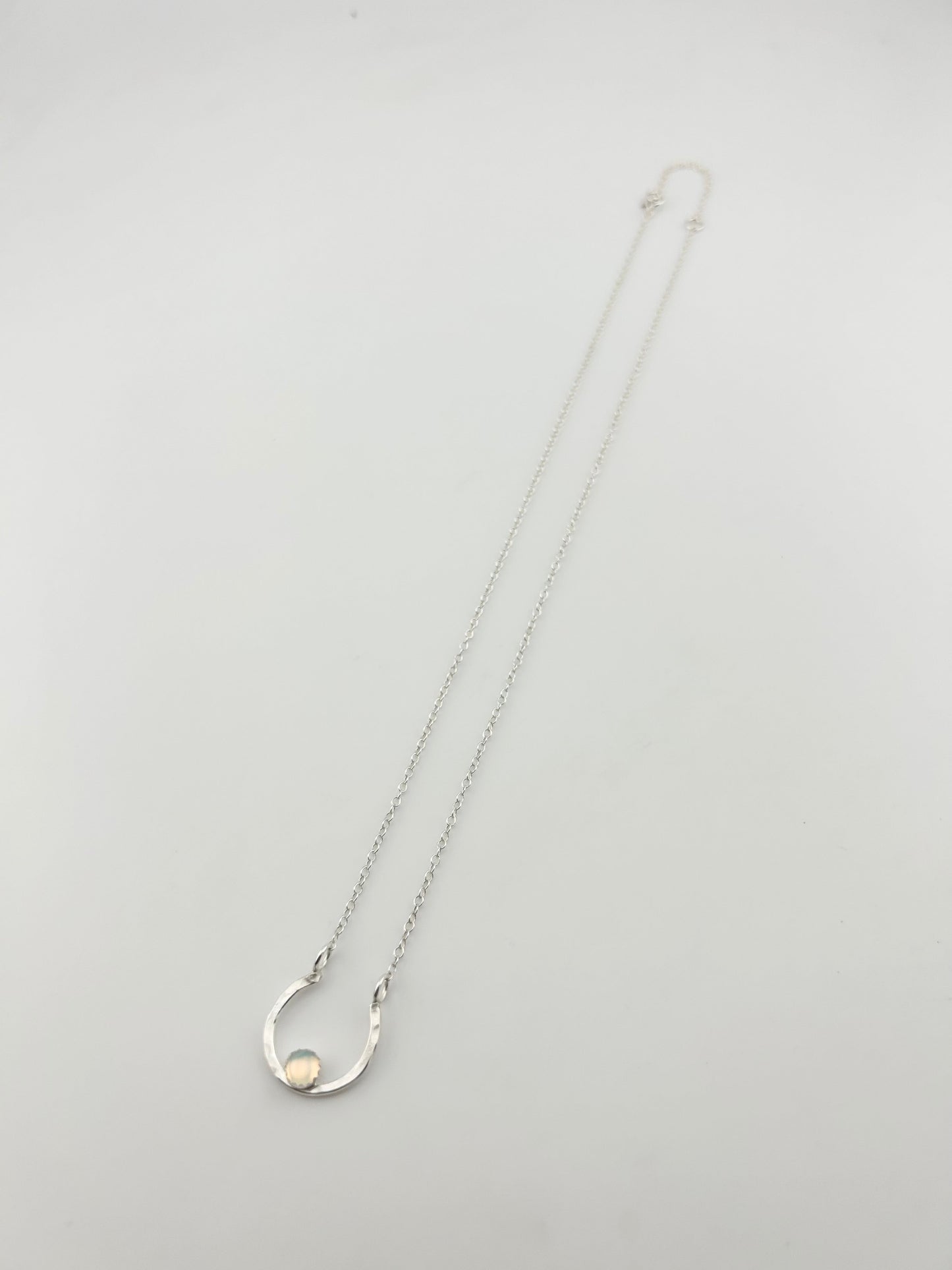 Lucky Horseshoe Charm Necklace - Rainbow Opal