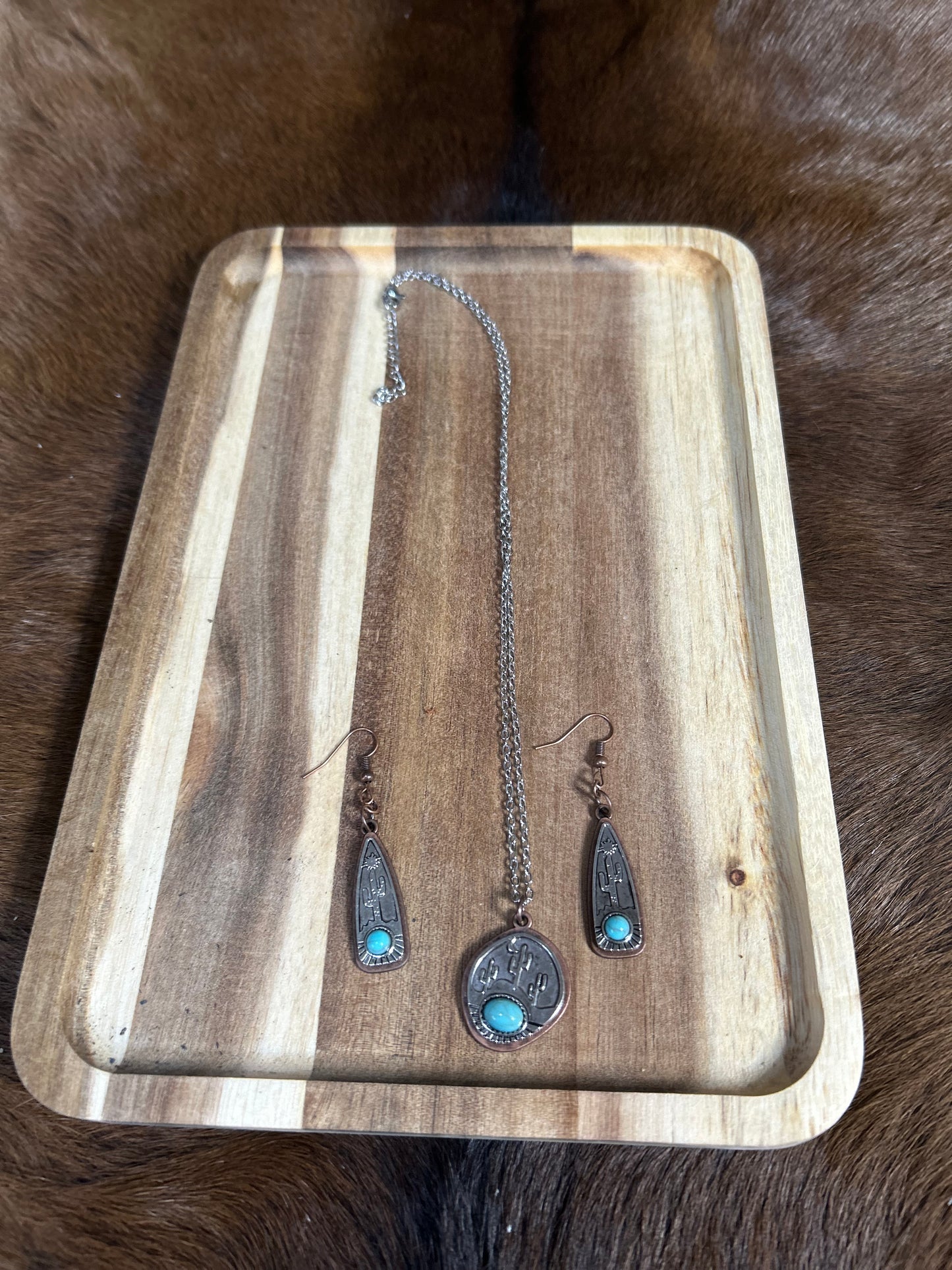 Southwestern Necklace and Earring Set Cactus Theme