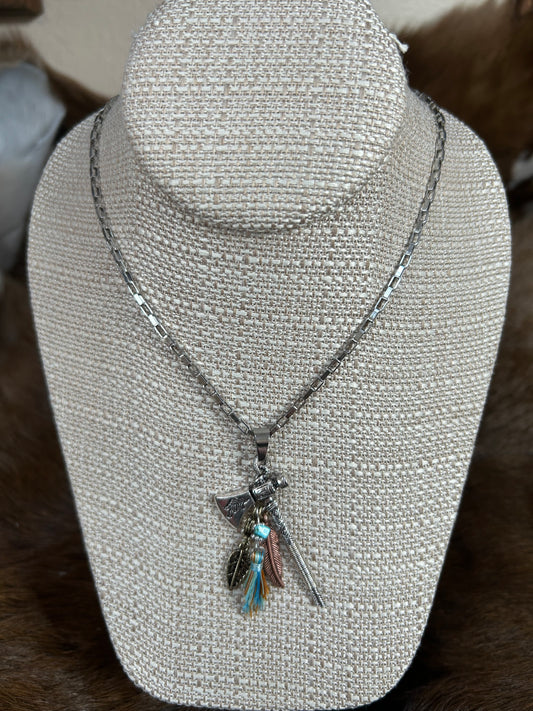 Indian Tomahawk Necklace Silver Chain