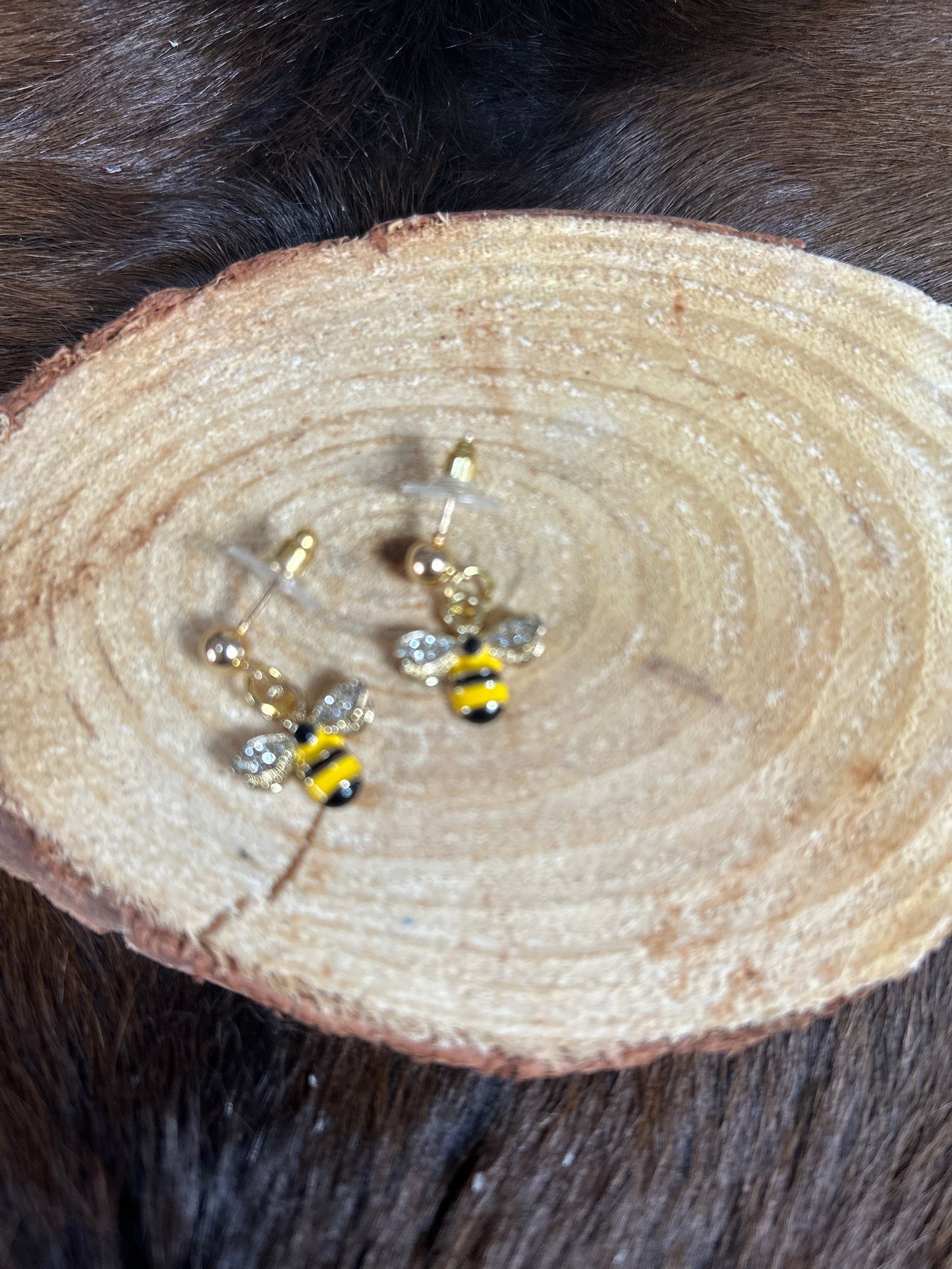 Gold Chain Necklace Bee Pendent Little Bee Earrings