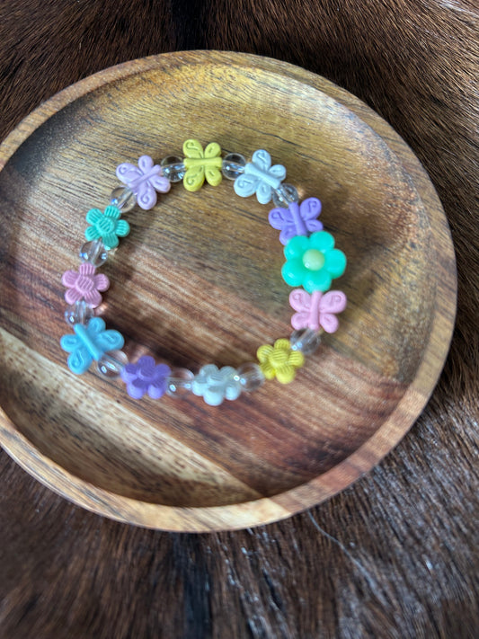 Little Girls Butterfly Stretch Beaded Bracelet