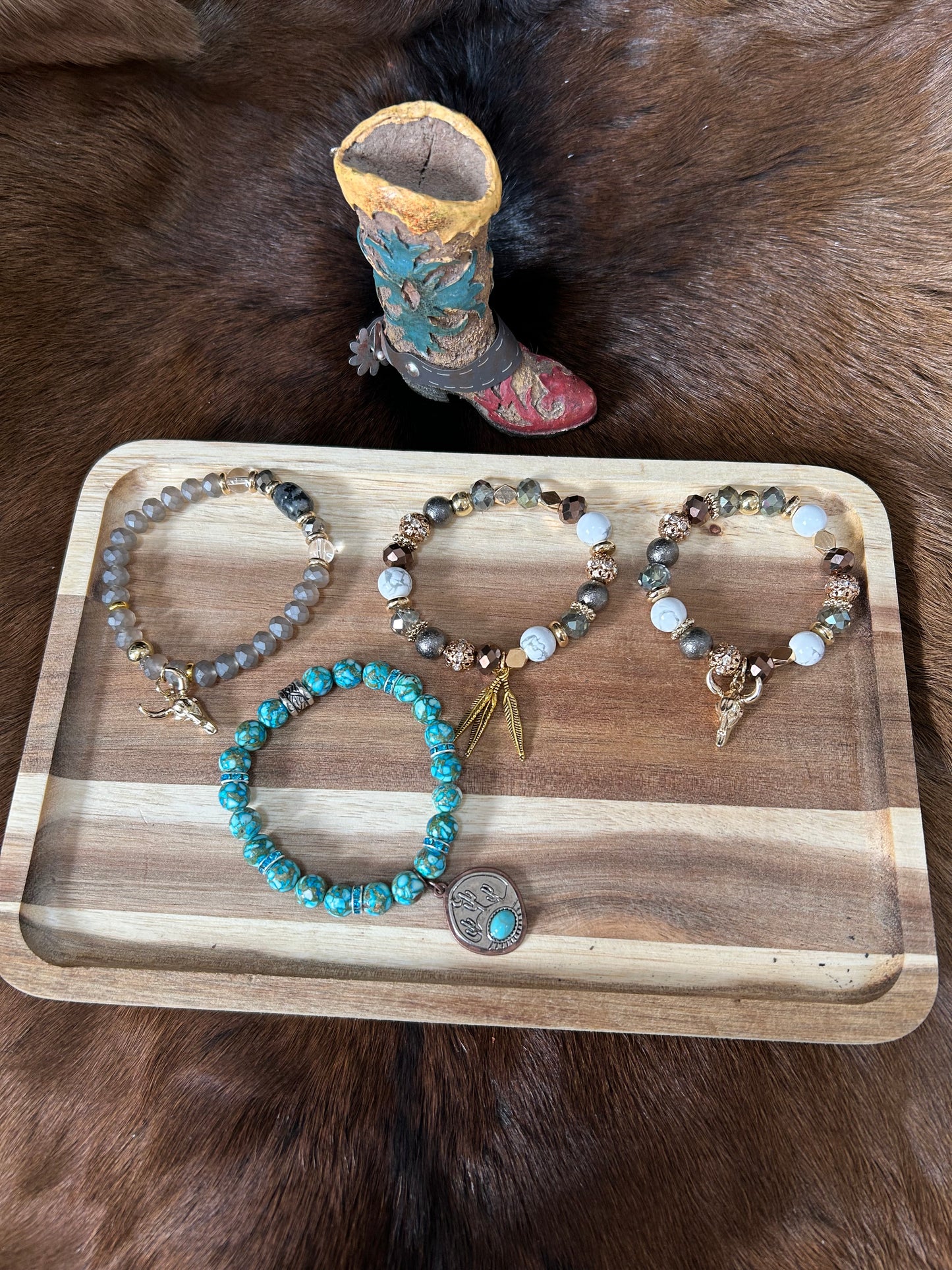 Western Beaded Bracelet with Western Charms