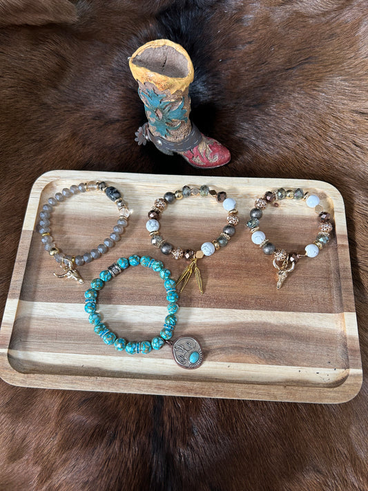 Western Beaded Bracelet with Western Charms