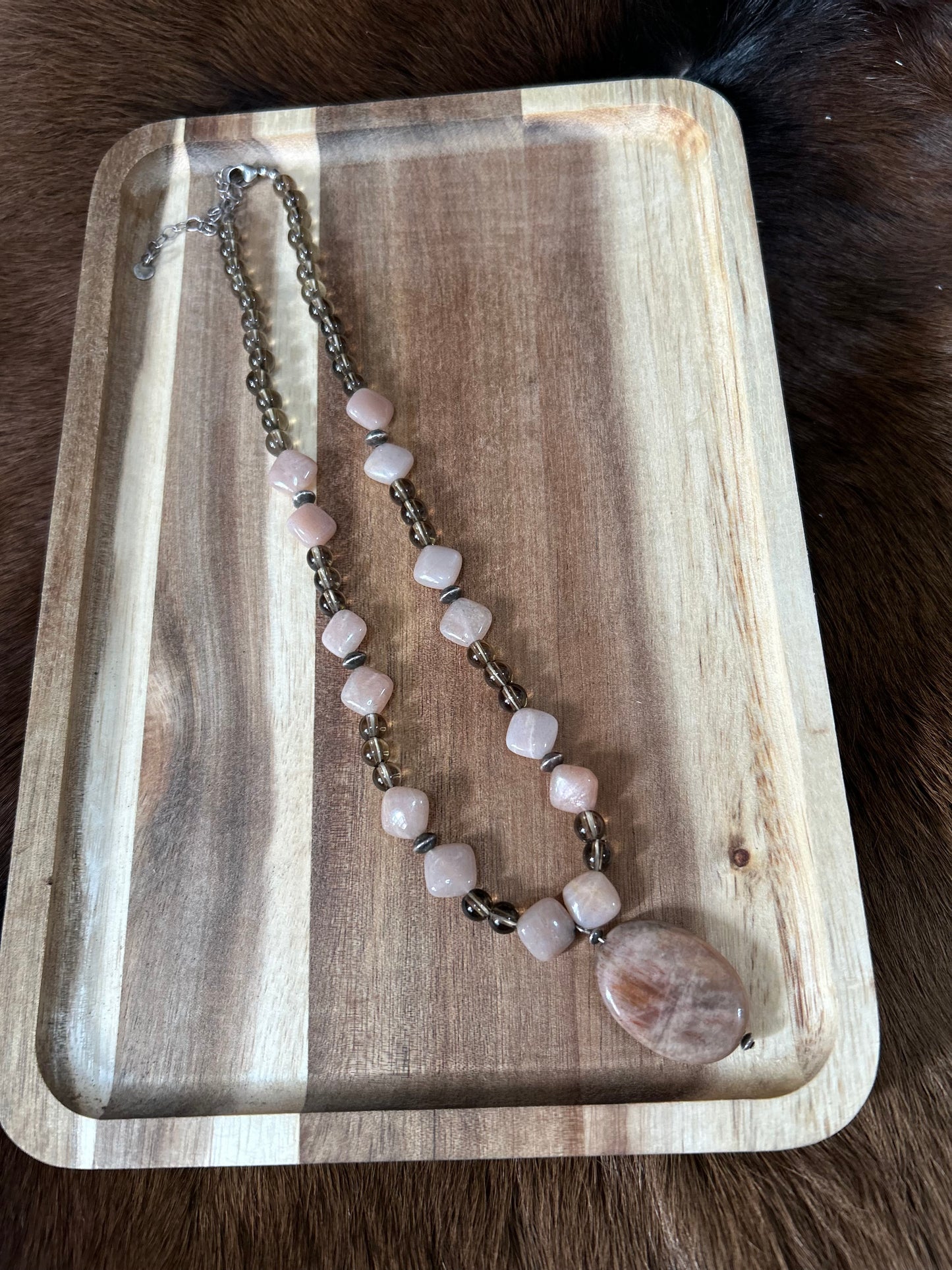 Beaded Necklace with Polished Stones