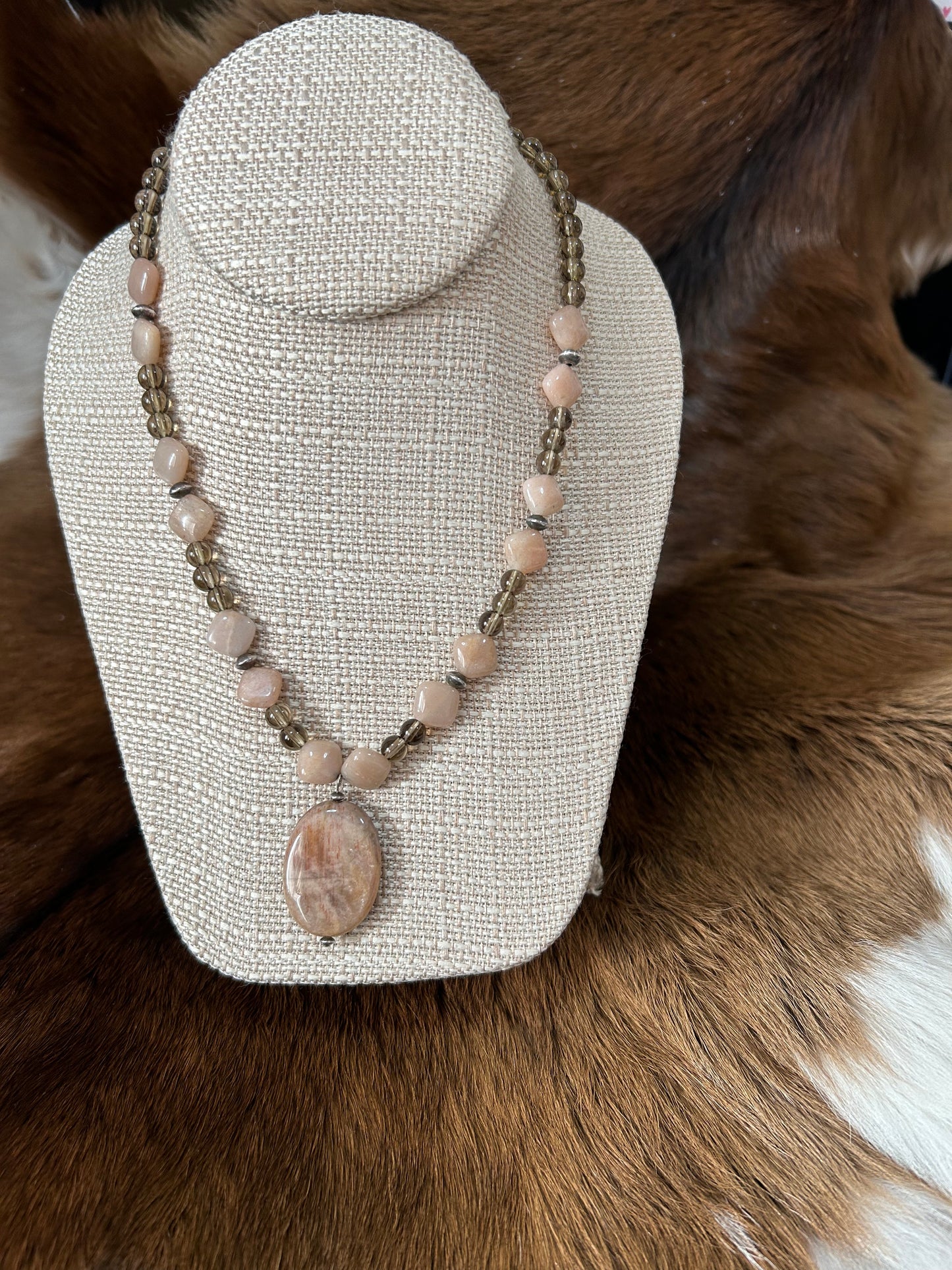 Beaded Necklace with Polished Stones