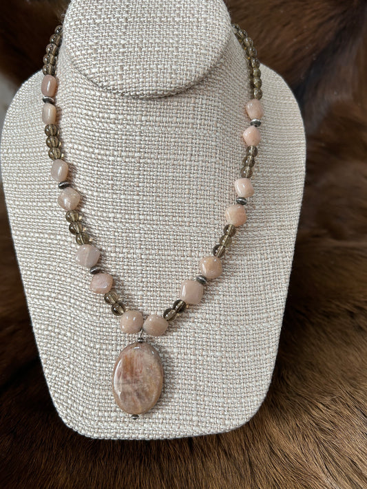Beaded Necklace with Polished Stones