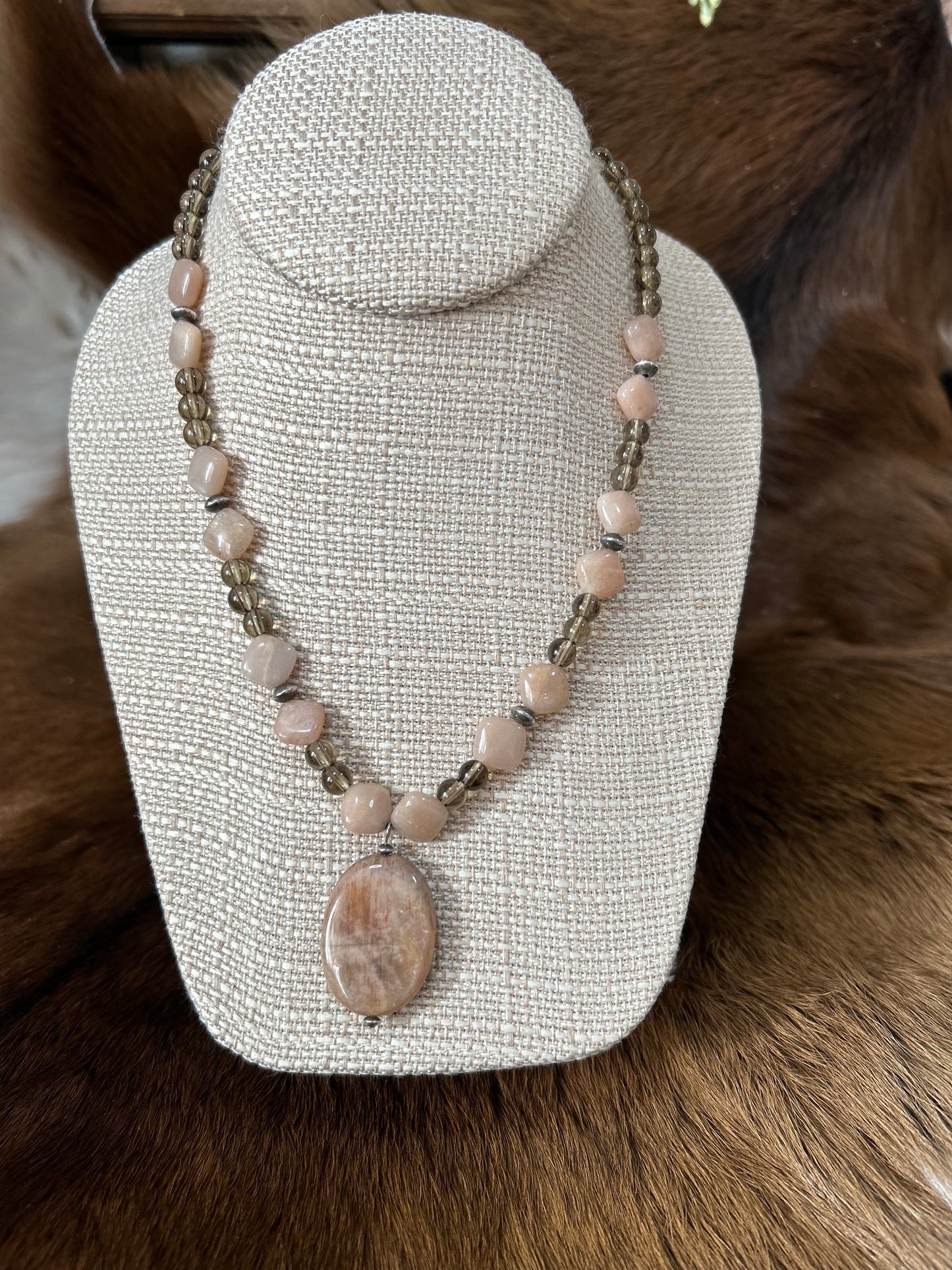 Beaded Necklace with Polished Stones