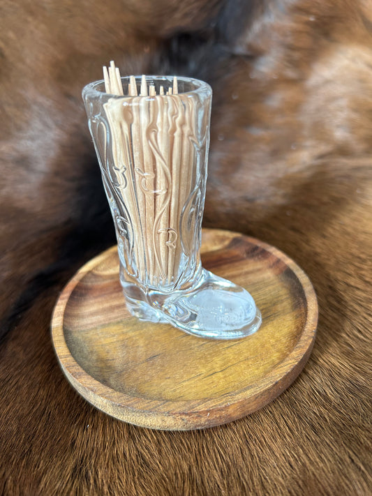 Glass Cowboy Boot Toothpick Holder
