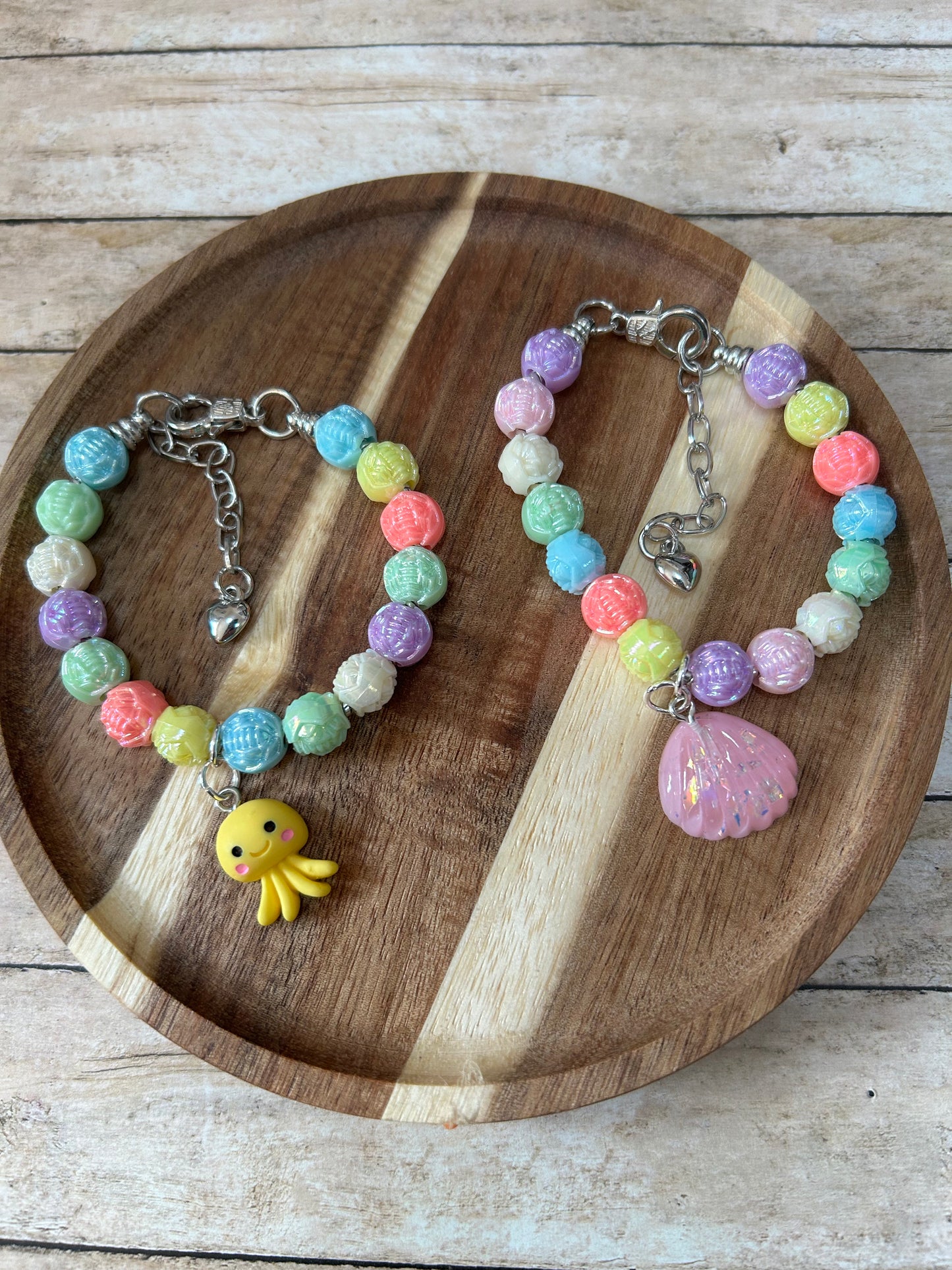 Youn Girls Beaded Bracelet Sea Shell Cartoon Octpus