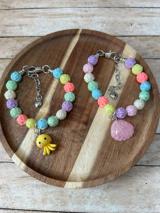 Youn Girls Beaded Bracelet Sea Shell Cartoon Octpus