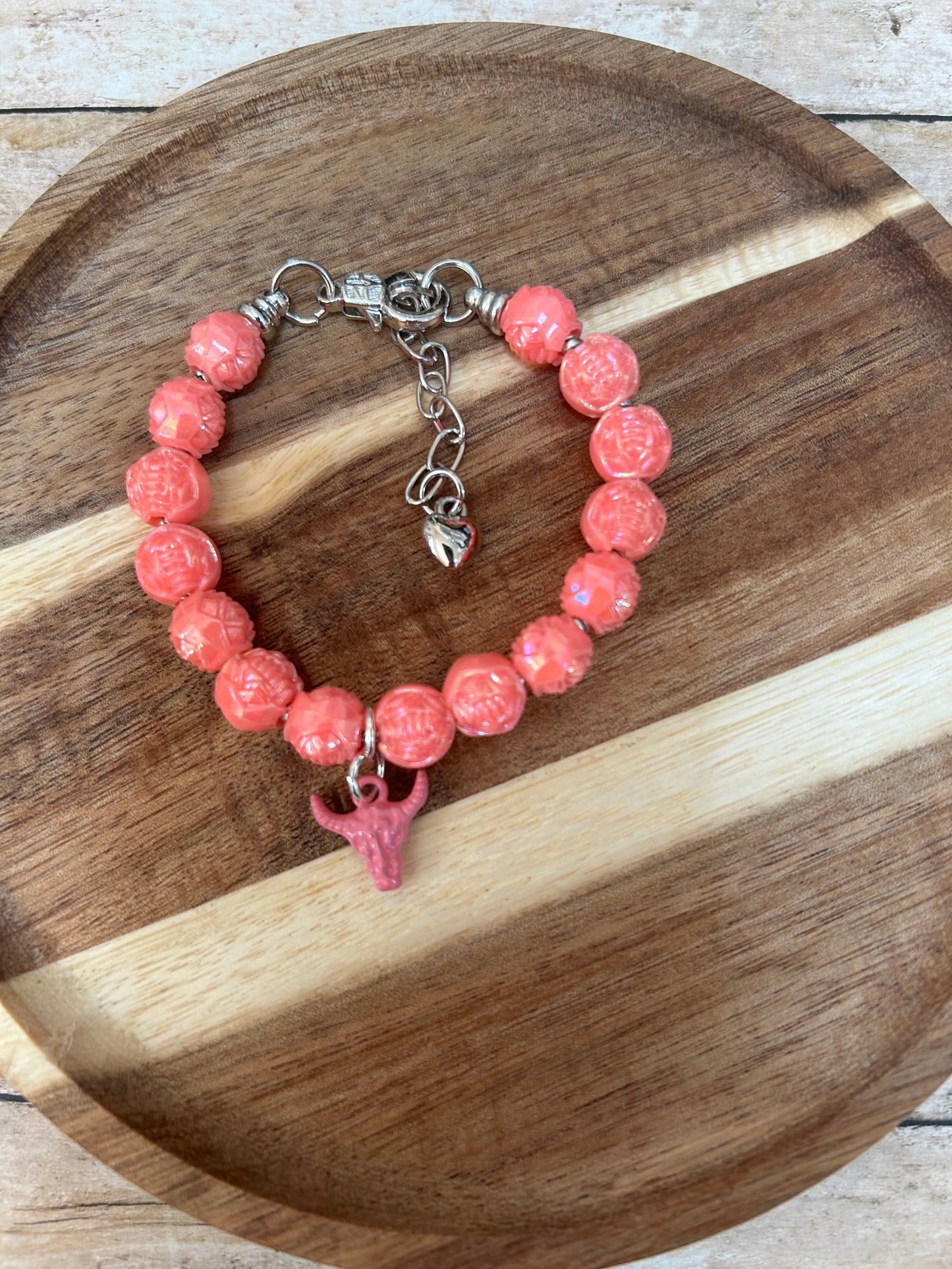 Little Girls Western Steer Head Beaded Bracelet