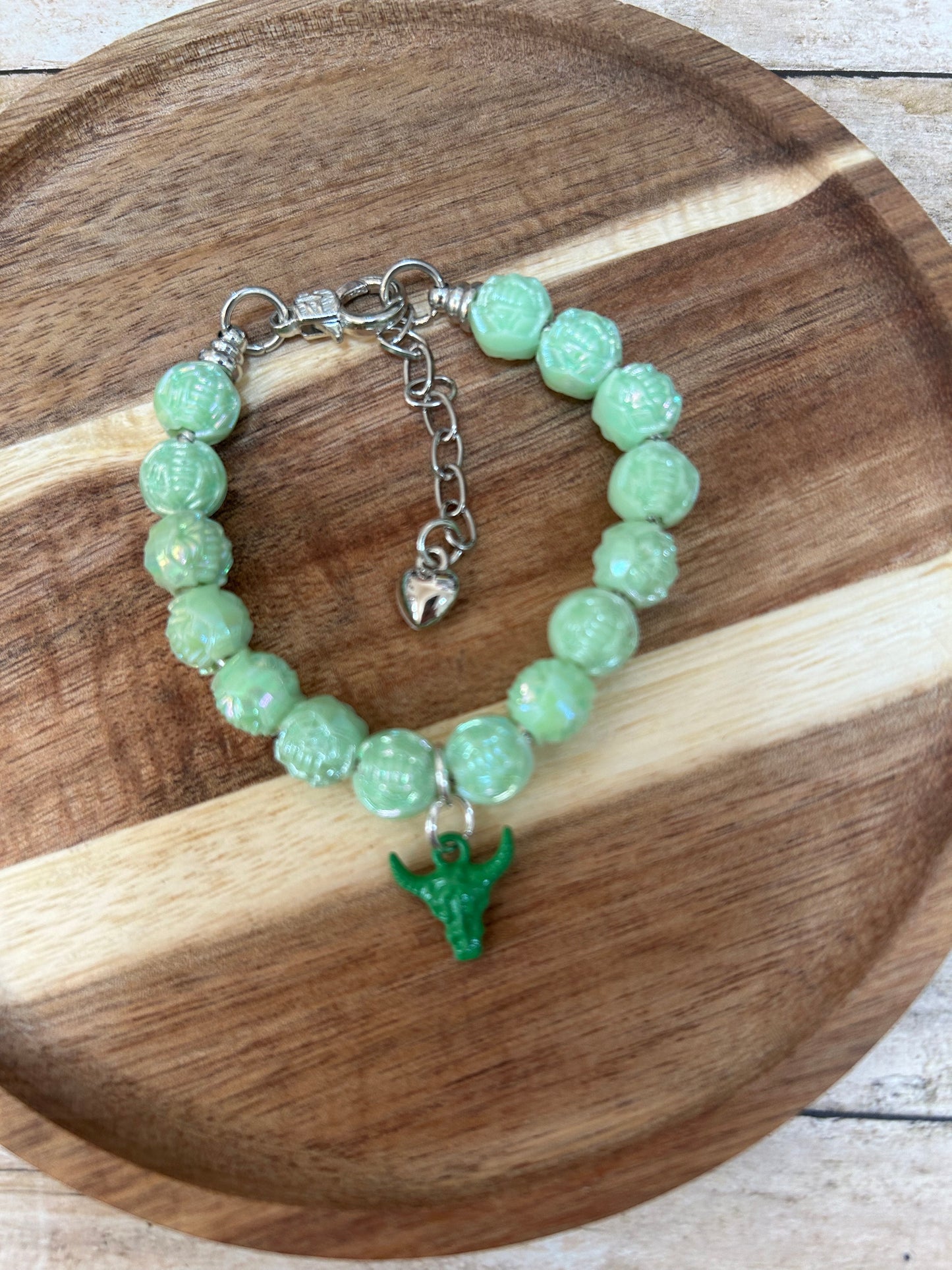 Little Girls Western Steer Head Beaded Bracelet