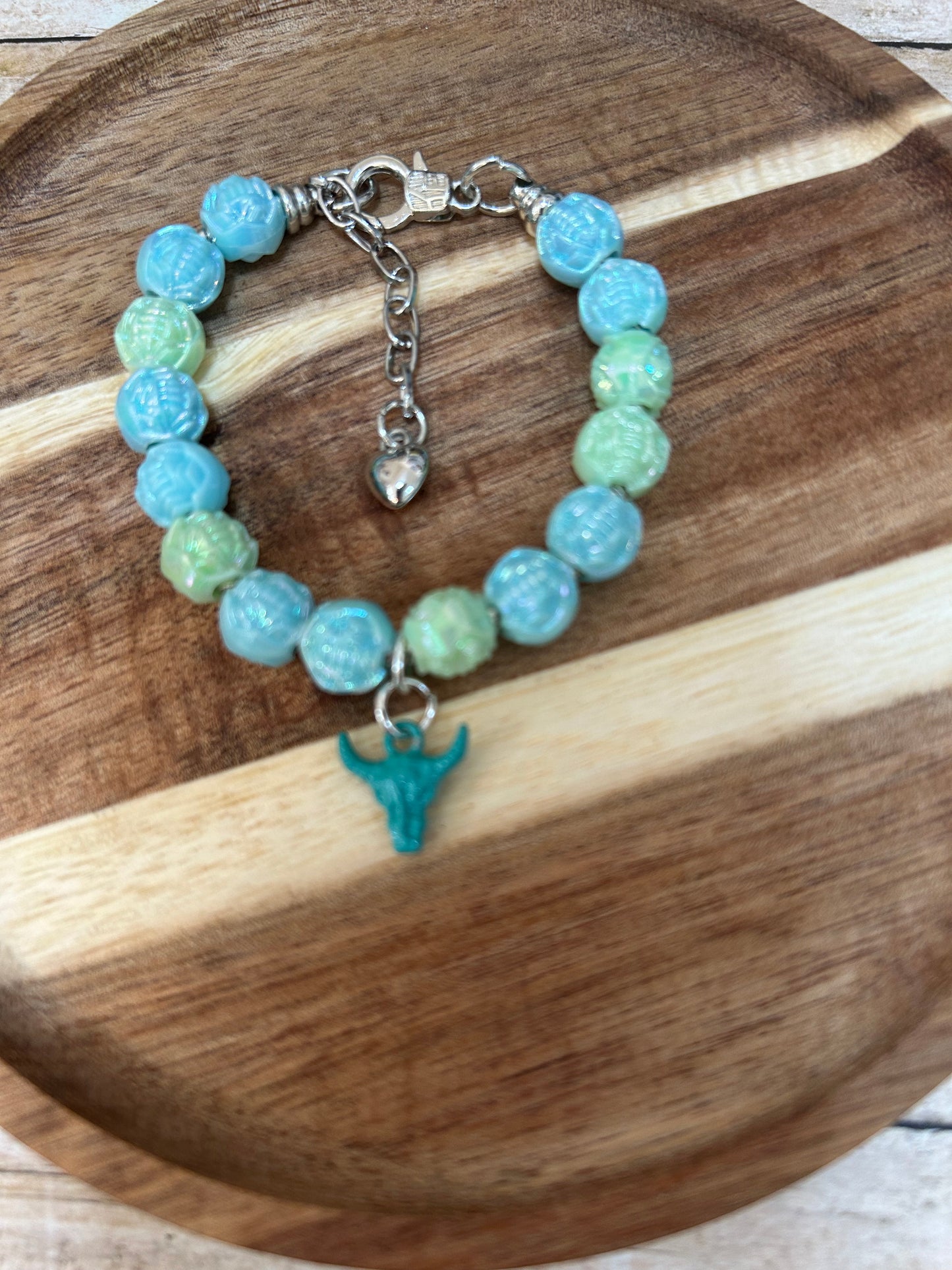 Little Girls Western Steer Head Beaded Bracelet