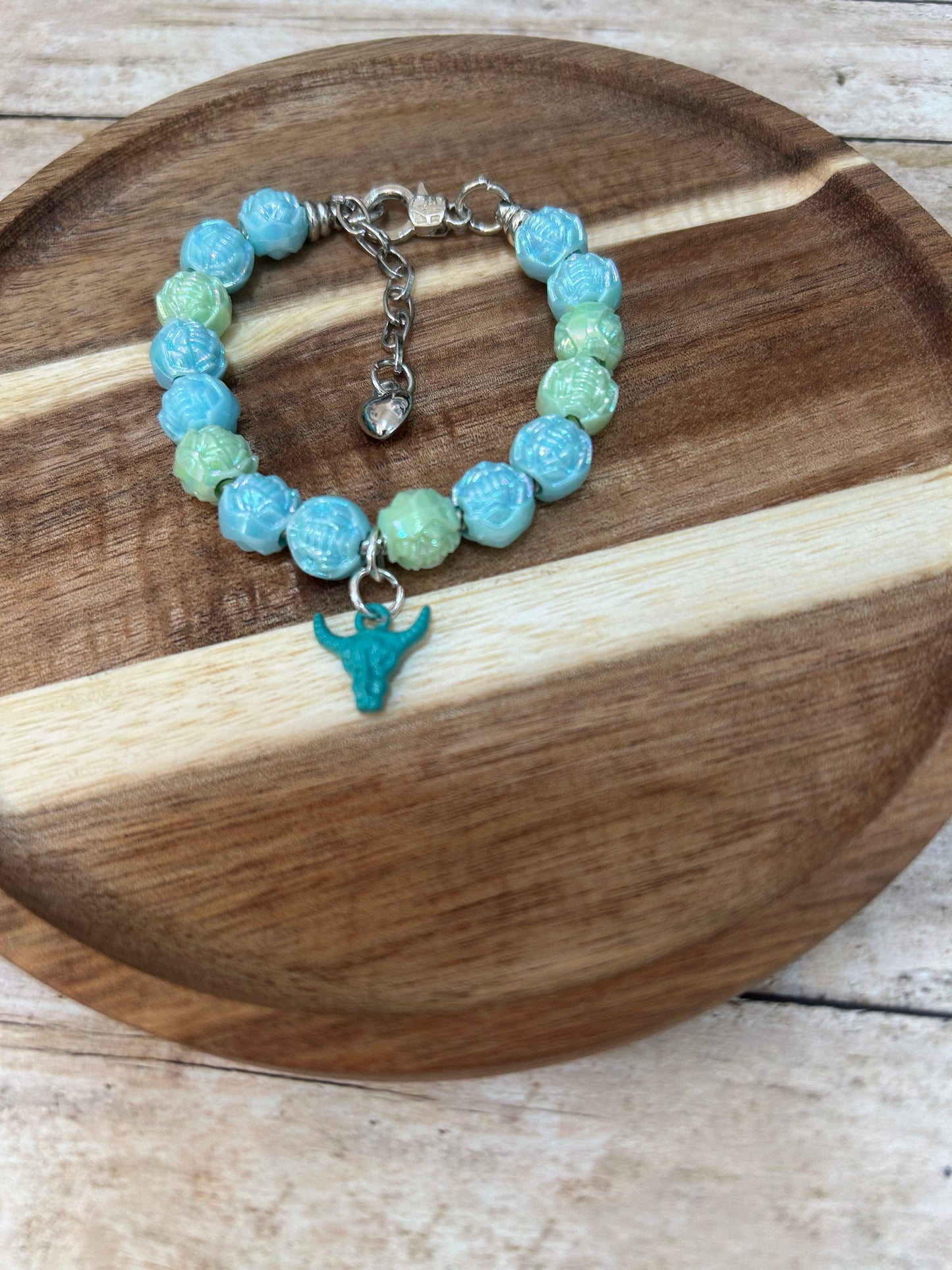 Little Girls Western Steer Head Beaded Bracelet