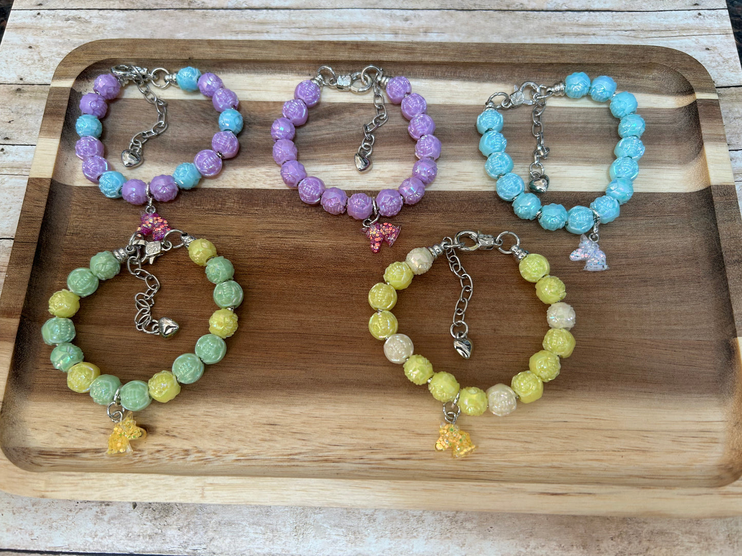 Little Girls Beaded Bracelet  Horse Head Charm