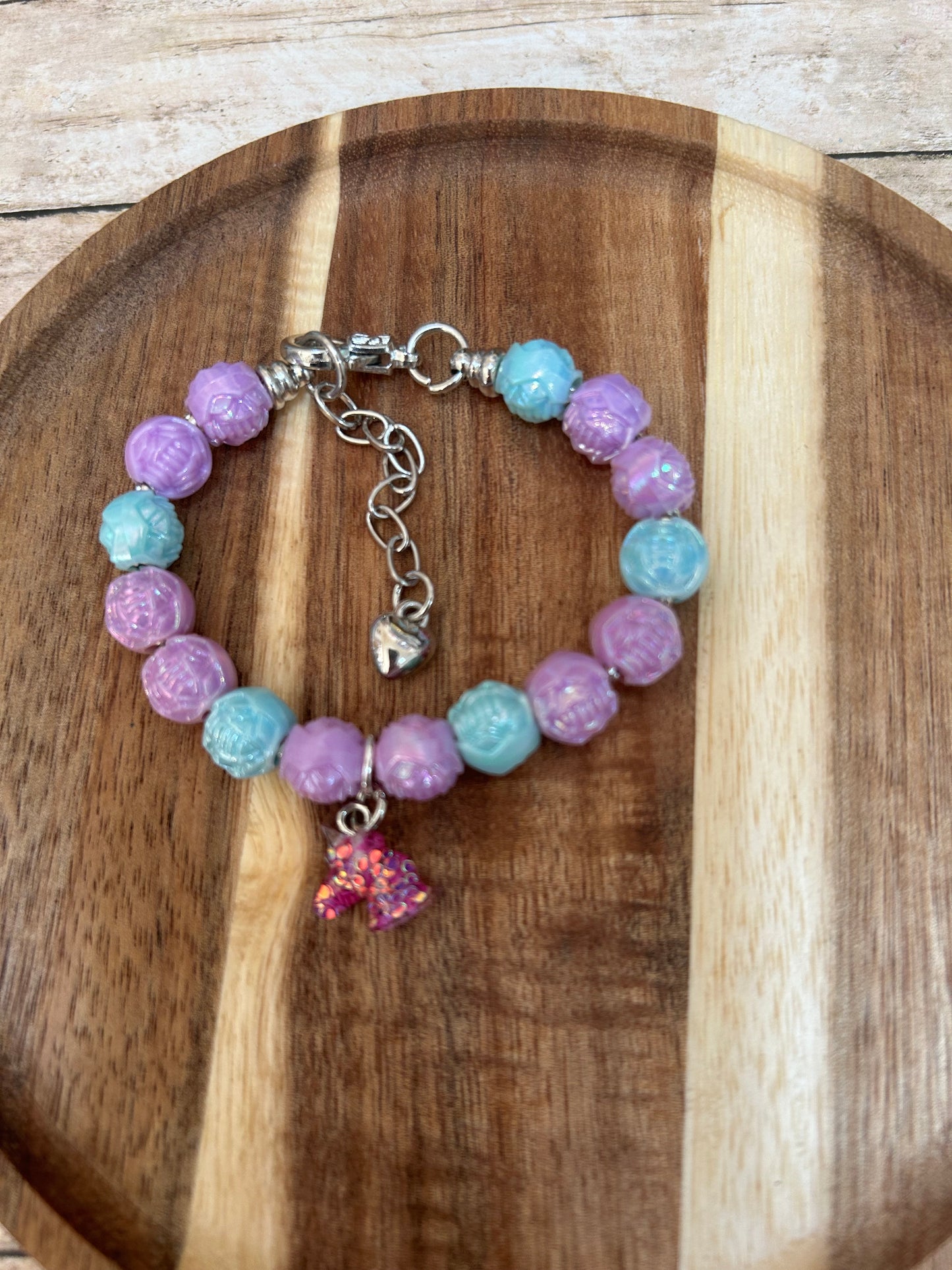 Little Girls Beaded Bracelet  Horse Head Charm