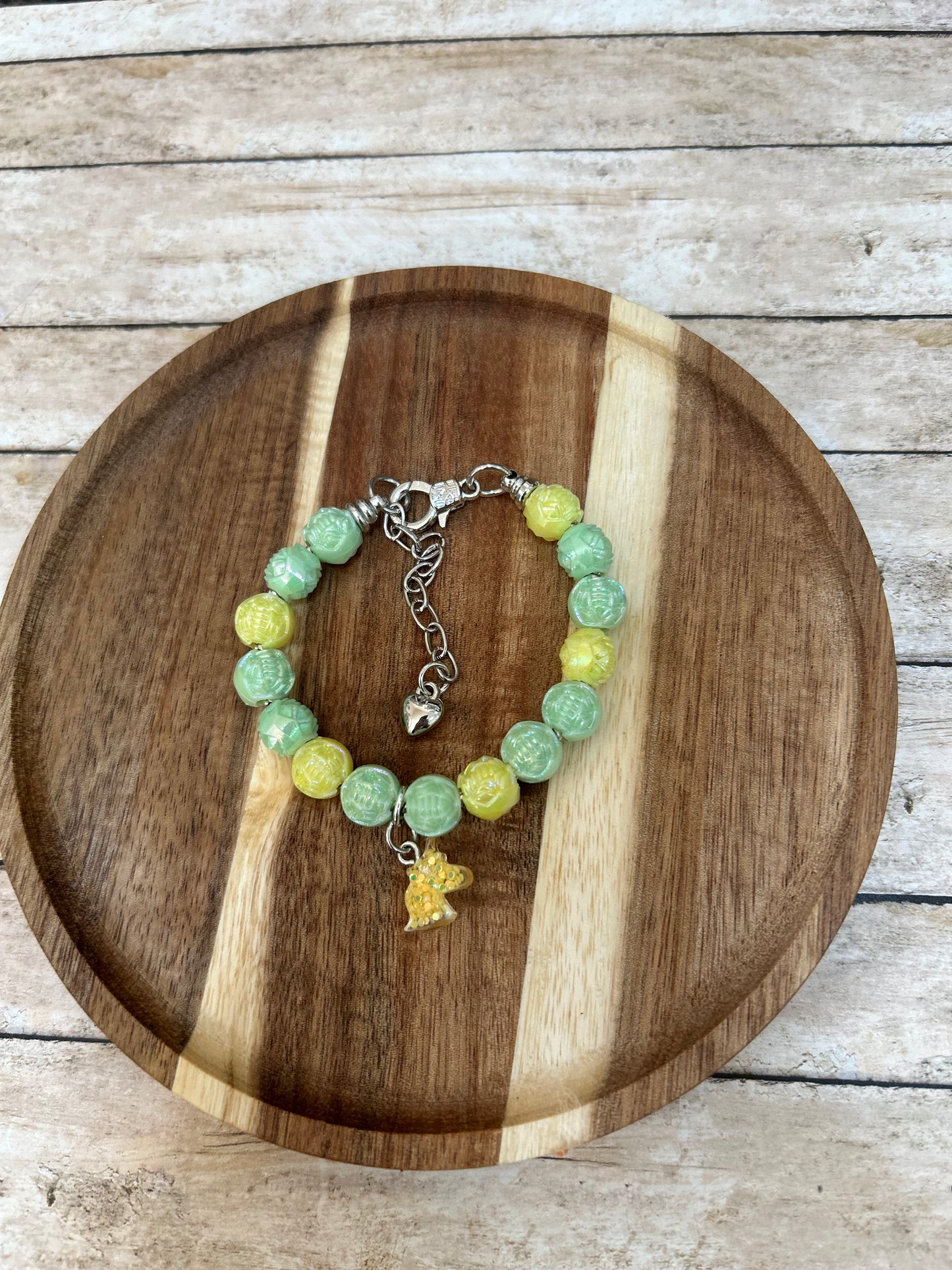 Little Girls Beaded Bracelet  Horse Head Charm