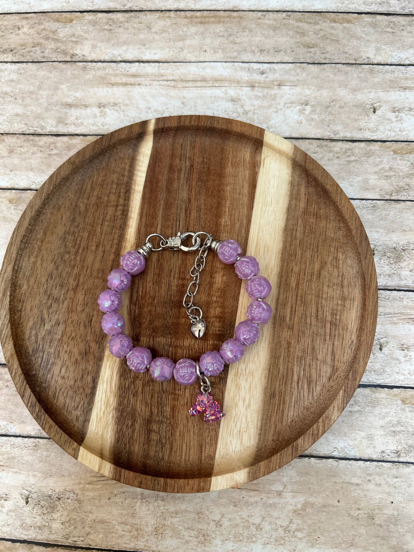 Little Girls Beaded Bracelet  Horse Head Charm