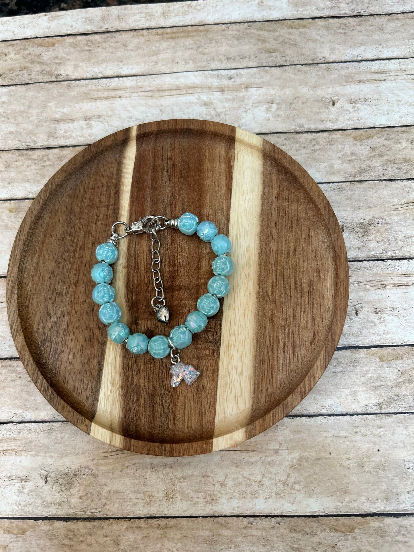 Little Girls Beaded Bracelet  Horse Head Charm