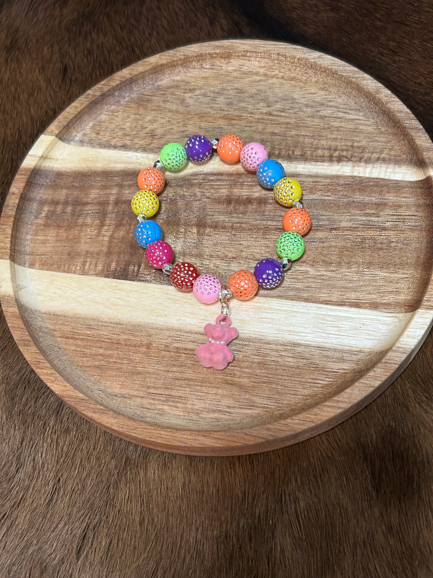 Little Girls Bear Bracelet  Beads