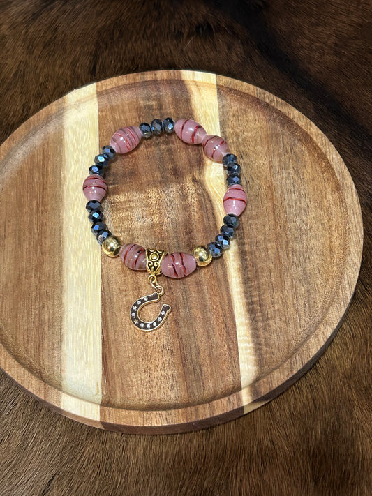 Western Stretch Beaded Bracelet Rhinestone Horseshoe
