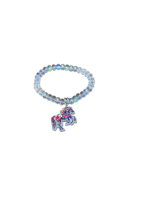 Little Girls Floresent Beads Horse Charm Bracelet