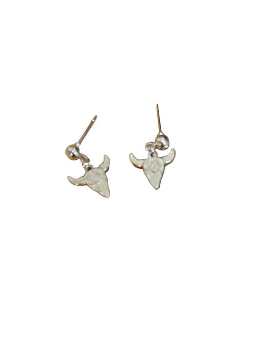 Tiny Steer Head Silver Stud Earrings Young Girls
